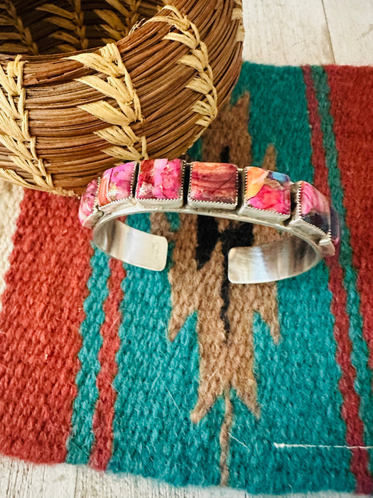 Navajo Pink Dream Mojave & Sterling Silver Cuff Bracelet