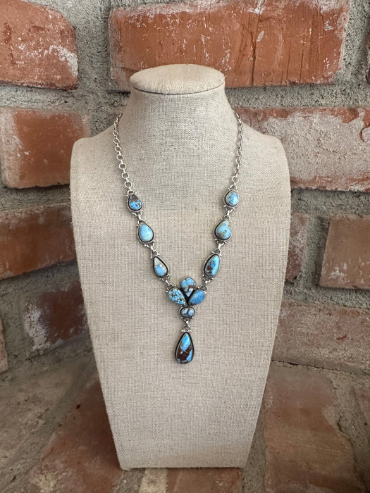 Handmade Golden Hills Turquoise & Sterling Silver Necklace
