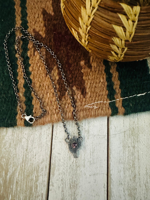 Navajo Sterling Silver & Purple Spiny Cactus Necklace