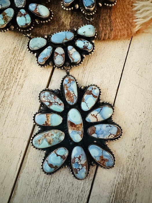 Navajo Golden Hills Turquoise & Sterling Silver Cluster Necklace Set
