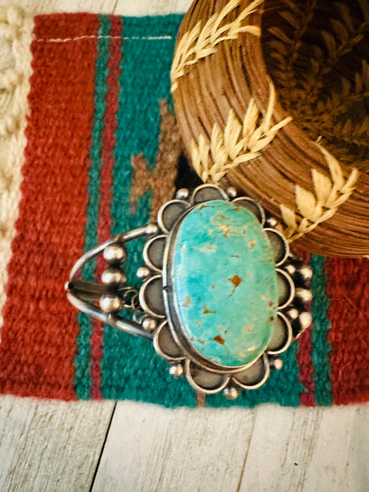 Navajo Sterling Silver & Turquoise Cuff Bracelet by Jacqueline Silver
