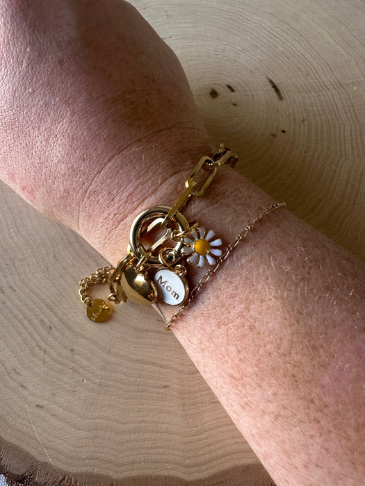 “The Golden Collection” Mom Handmade 14k Gold Plated Charm Bracelet