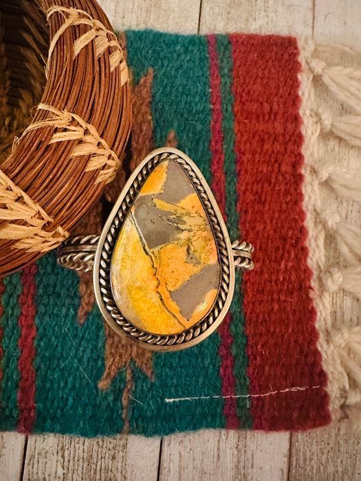 Navajo Sterling Silver & Bumblebee Jasper Cuff Bracelet by Wydell Billie