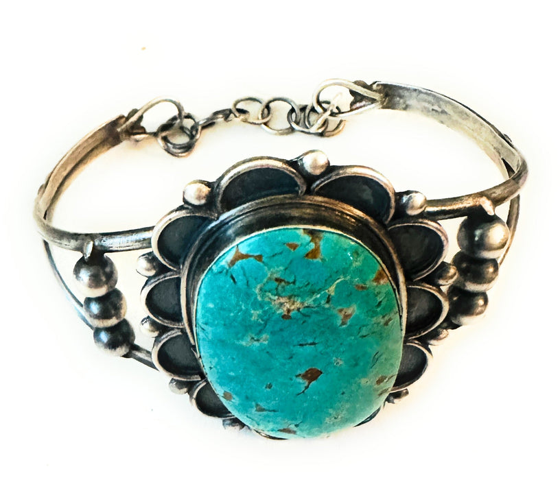 Navajo Sterling Silver & Turquoise Cuff Bracelet by Jacqueline Silver