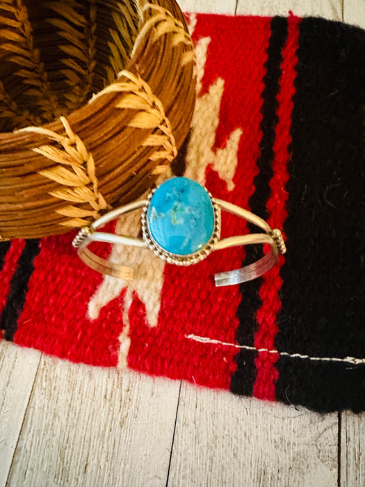 Navajo Sterling Silver & Turquoise Cuff Bracelet by V. Williams