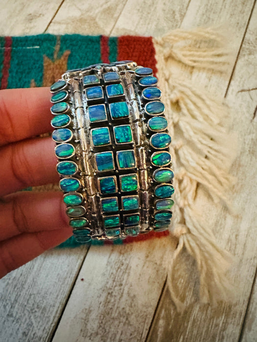 Nizhoni Handmade Sterling Silver & Blue Opal Cuff Bracelet