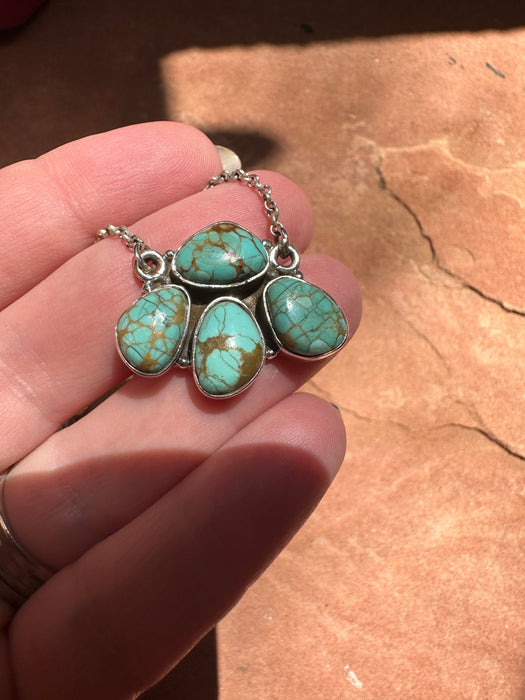 Handmade Sterling Silver & Turquoise 4 Stone Necklace
