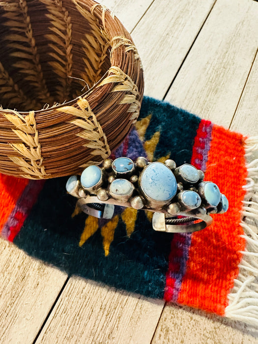 Navajo Golden Hills Turquoise & Sterling Silver Cuff Bracelet by Kathleen Chavez