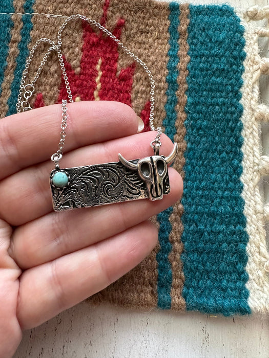 Wild One Handmade Sterling Silver Turquoise Bar Necklace