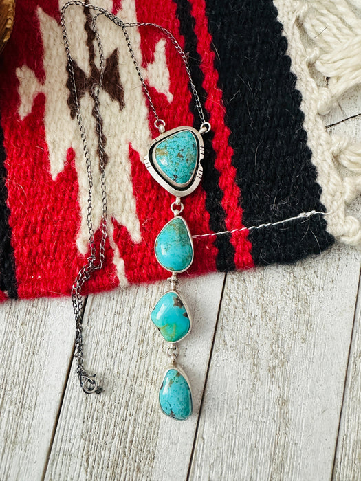 Navajo Sterling Silver & Turquoise Lariat Necklace