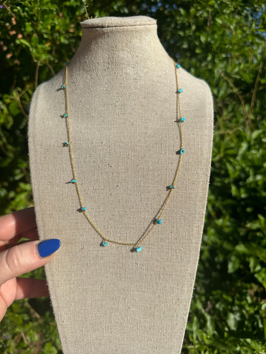 “The Golden Collection” Earthy Treasure Handmade Natural Turquoise 14k Gold Plated Necklace