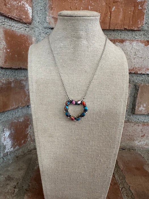 Handmade Sterling Silver & Pink Dream Mojave Heart Necklace