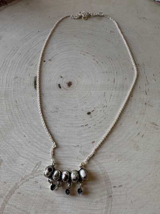 Beautiful Handmade Sterling Silver & Wild Horse 5 Stone Necklace