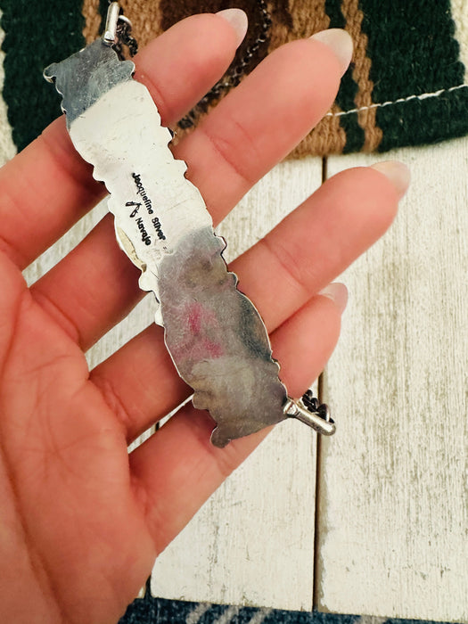Navajo Sterling Silver & Mother of Pearl Bar Necklace by Jacqueline Silver