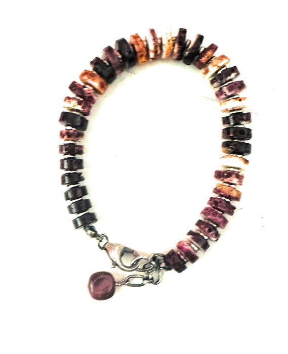 Navajo Purple Spiny & Sterling Silver Beaded Bracelet