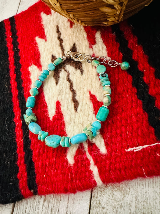 Navajo Turquoise & Sterling Silver Beaded Bracelet