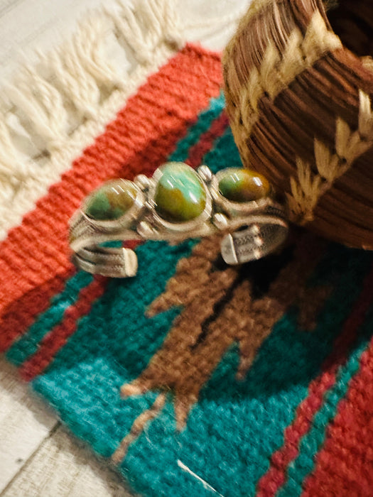 Navajo Royston Turquoise & Sterling Silver Cuff Bracelet Signed