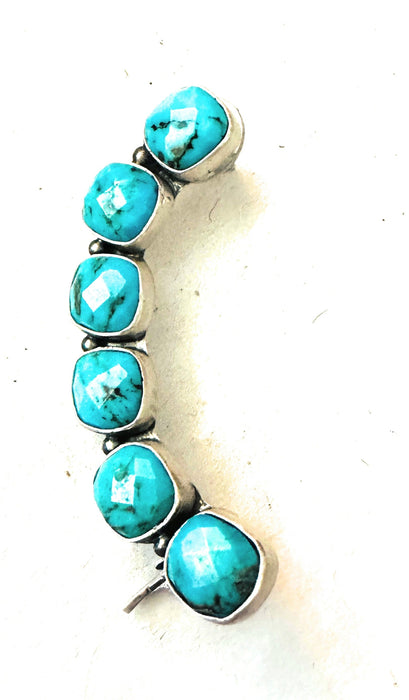 Navajo Sterling Silver & Turquoise Ear Cuff Signed