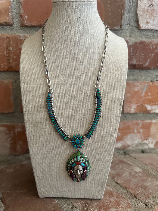 Handmade Sterling Silver & Multi Stone Chief Necklace