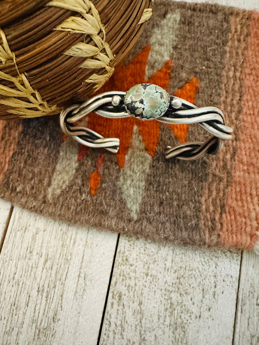 Navajo Sterling Silver & Tibetan Turquoise Cuff Bracelet