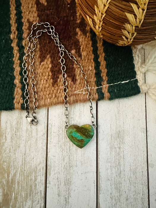 Navajo Sterling Silver & Royston Turquoise Heart Necklace
