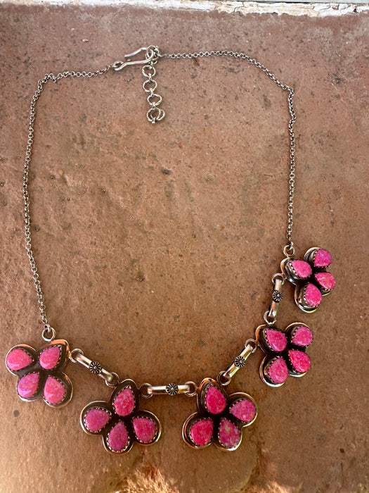 “The Sunny” Beautiful Handmade Sterling Silver & Hot Pink Fire Opal Necklace