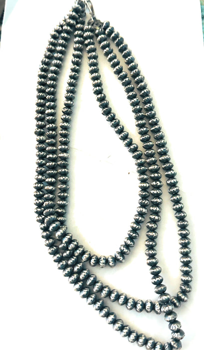 Sterling Silver Navajo Pearl Triple-Strand Beaded Necklace