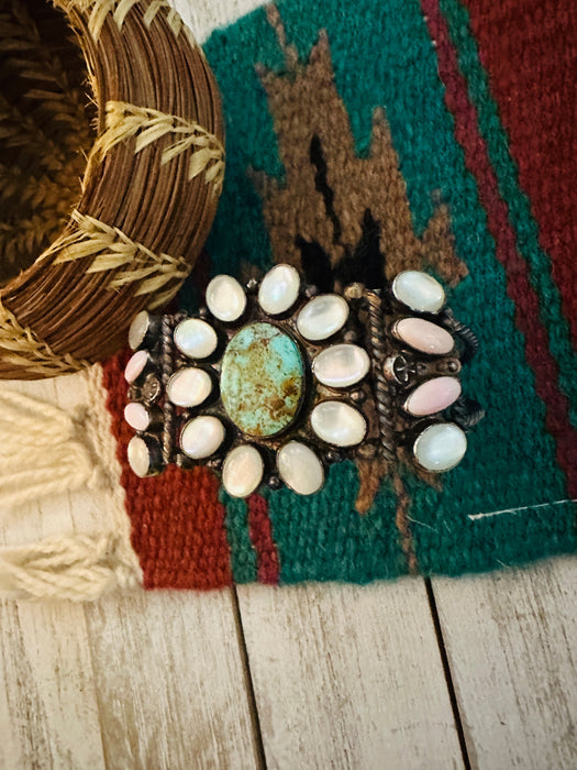 Navajo Sterling Silver & Multi Stone Cuff Bracelet by Jacqueline Silver