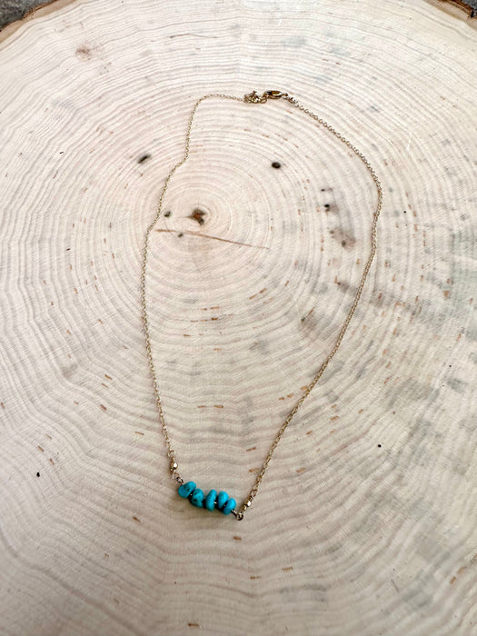 “The Golden Collection” Wild Flower Handmade Turquoise Beaded 18k Gold Plated Necklace