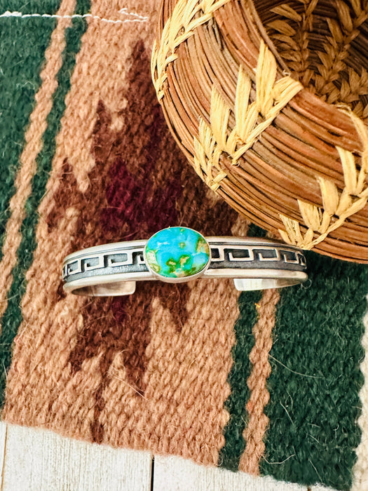 Navajo Sonoran Gold Turquoise & Sterling Silver Cuff Bracelet