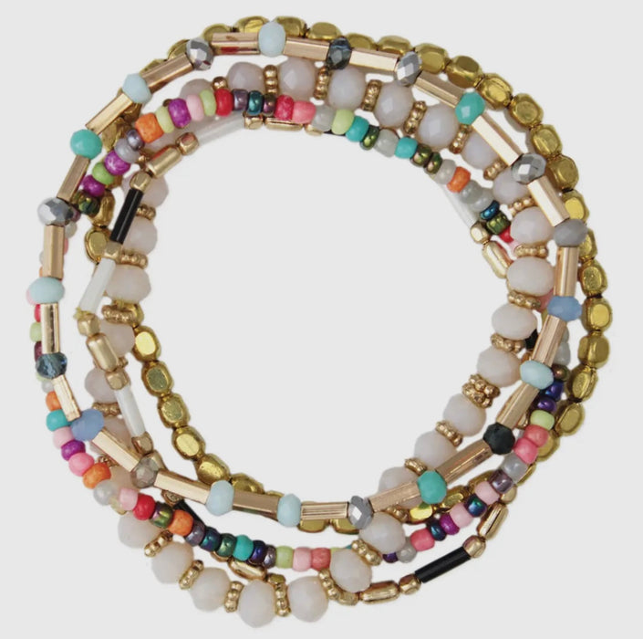 “The Golden Collection” THE STACKER Handmade Beaded 14k Gold Plated Bracelet Set