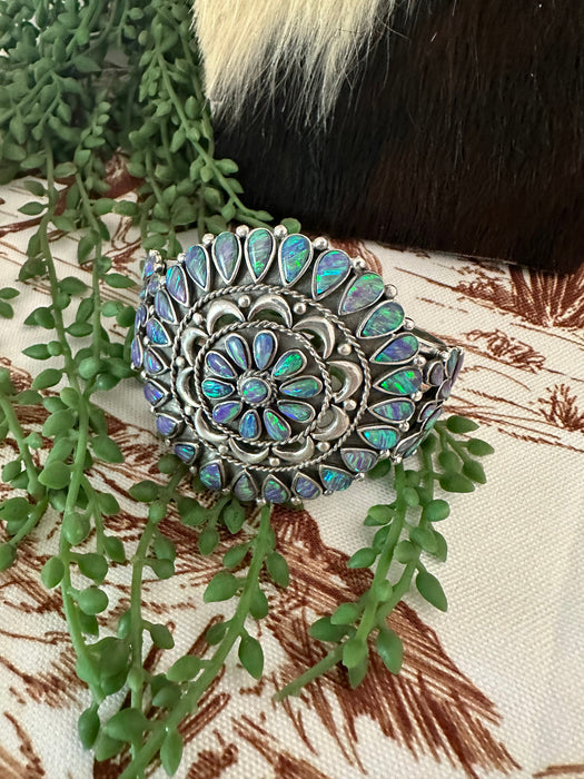 Handmade Sterling Silver & Purple Opal Cuff Bracelet