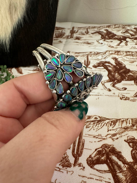 Handmade Sterling Silver & Purple Opal Cuff Bracelet