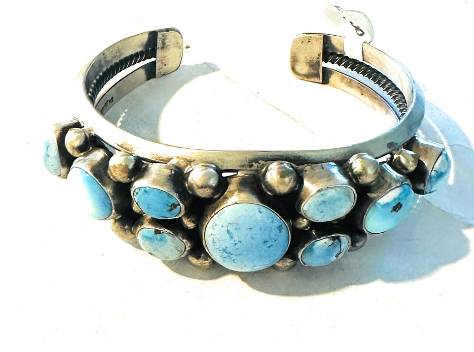 Navajo Golden Hills Turquoise & Sterling Silver Cuff Bracelet by Kathleen Chavez