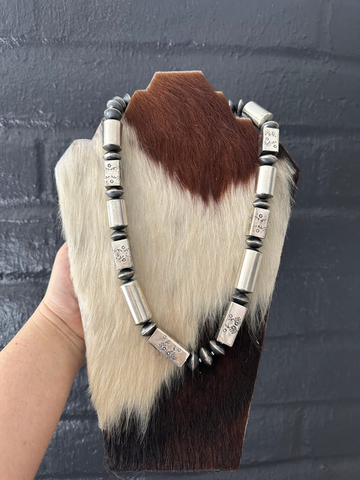 Navajo Sterling Silver Beaded Necklace, Bracelet & Earring Set