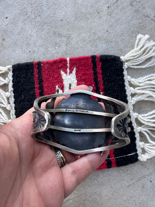 Kevin Billah Navajo Sterling Silver & Turquoise Longhorn Cuff Bracelet Signed