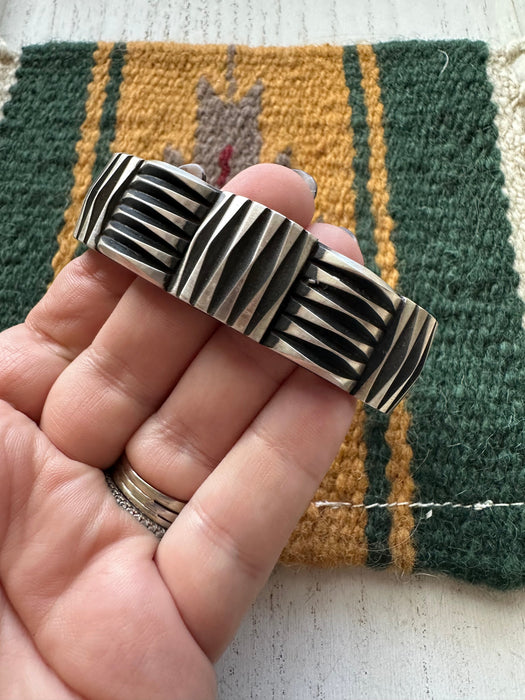 Leander Tahe Navajo Sterling Silver Cuff Bracelet