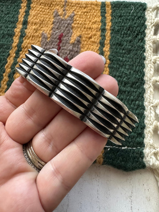 Leander Tahe Navajo Sterling Silver Cuff Bracelet