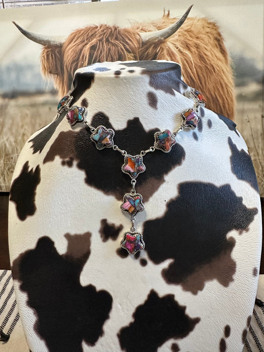 Handmade Sterling Silver & Purple Dream Necklace & Earrings Set Signed Nizhoni