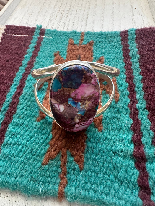 Navajo Purple Mojave And Sterling Silver Cuff Bracelet Signed