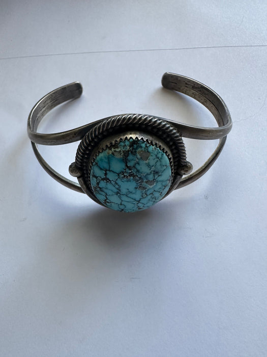 Navajo Old Pawn Turquoise & Sterling Silver Cuff Bracelet