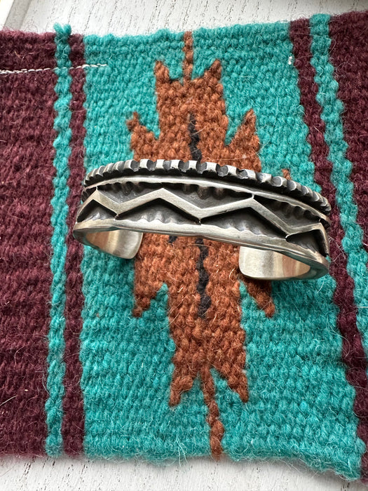 Elvira Bill Navajo Sterling Silver Cuff Bracelet Signed