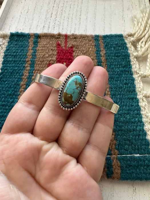 Handmade Sterling Silver & Single Stone Turquoise Cuff Bracelet