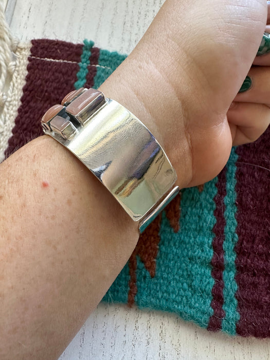 “Earth’s Treasures” Handmade Mother of Pearl & Sterling Silver Adjustable Cuff Bracelet