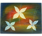 White Lilies Hand Painted Rectangular Wood Placemat- Blue Florali by Kakadu Art - Culture Kraze Marketplace.com
