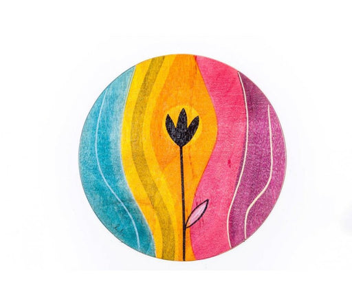 Colorful Sunset and Rose Round Wood Placemat - by Kakadu Art - Culture Kraze Marketplace.com