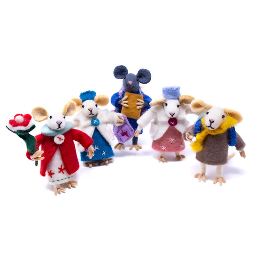 Family of Mice Handmade Felt Collectibles, 5pc Set - Culture Kraze Marketplace.com