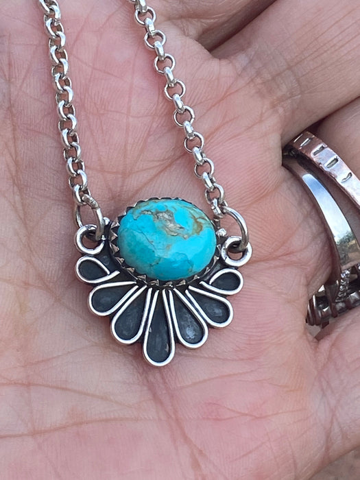 Handmade Sterling Silver & Kingman Turquoise Necklace Set