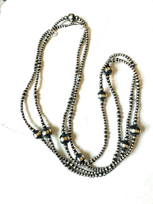 Navajo Sterling Silver Pearl Beaded Necklace 72 inch - Culture Kraze Marketplace.com