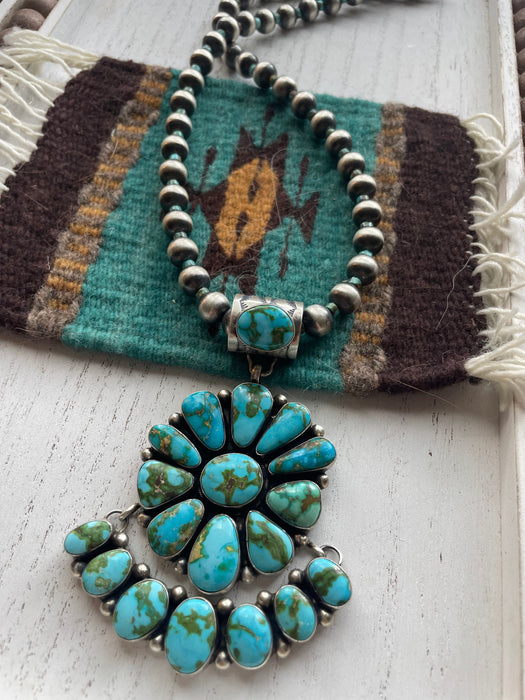 Beautiful Navajo Sterling Silver Turquoise Necklace Signed - Culture Kraze Marketplace.com